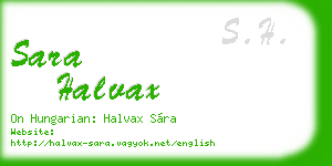 sara halvax business card